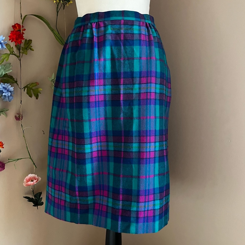 Vintage Pendleton Petite Wool Plaid Pencil Skirt